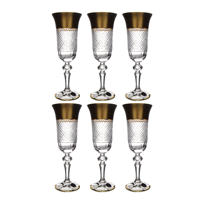 Crystal Heart Champagne Glass Set for 6 persons
